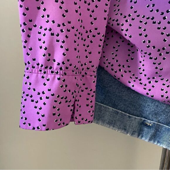 Purple Patterned Long Sleeve Tops - Picture 4 of 6
